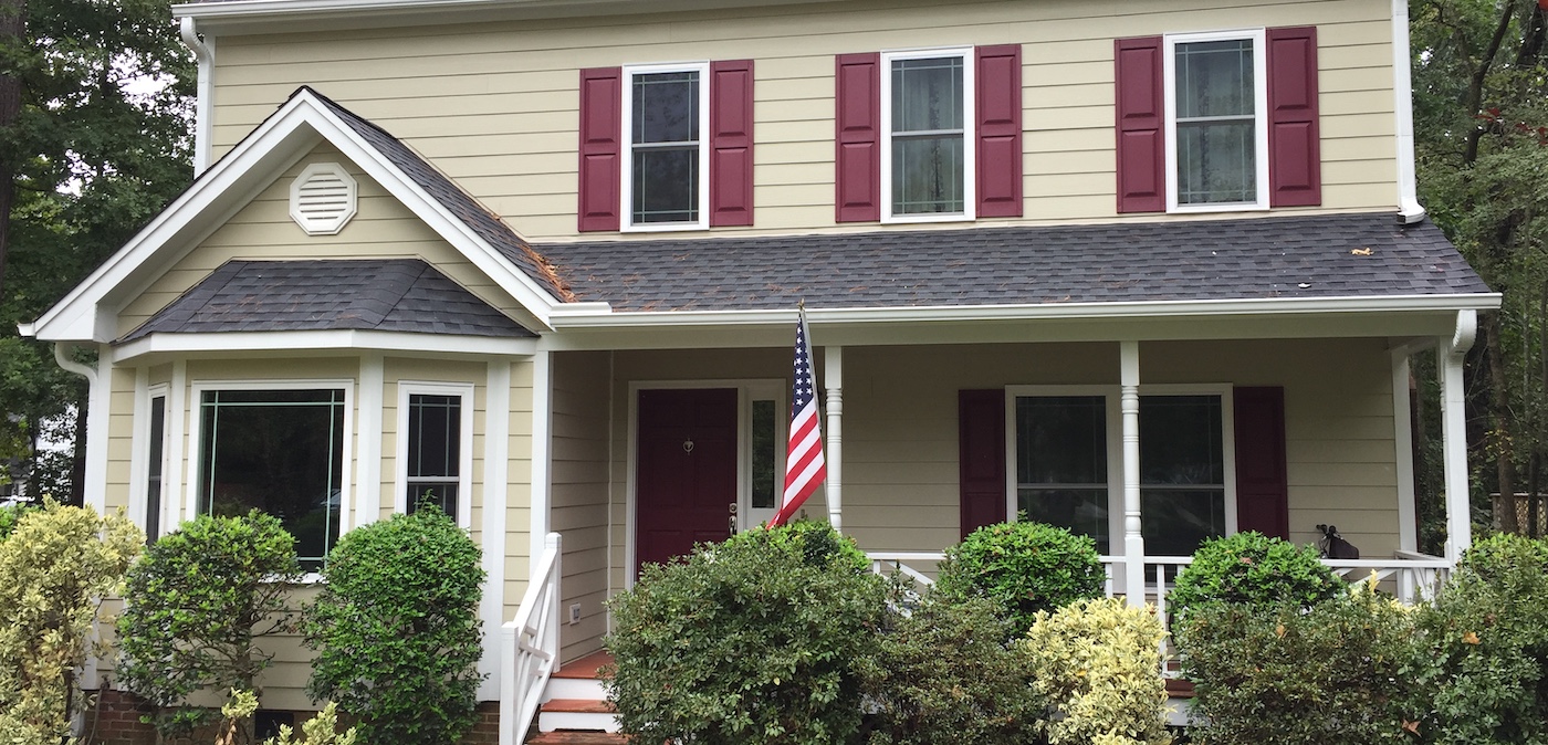 Tan siding replacement on a house in Wake County, NC