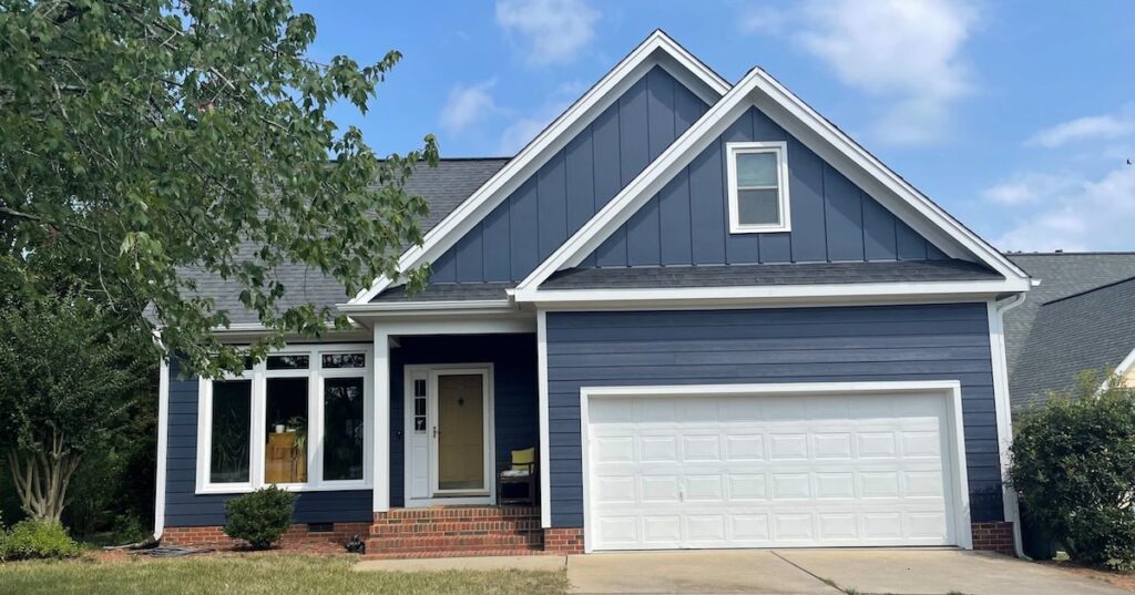 home in Morrisville, NC, with new siding as part of Carolina Exteriors Plus exterior remodeling services