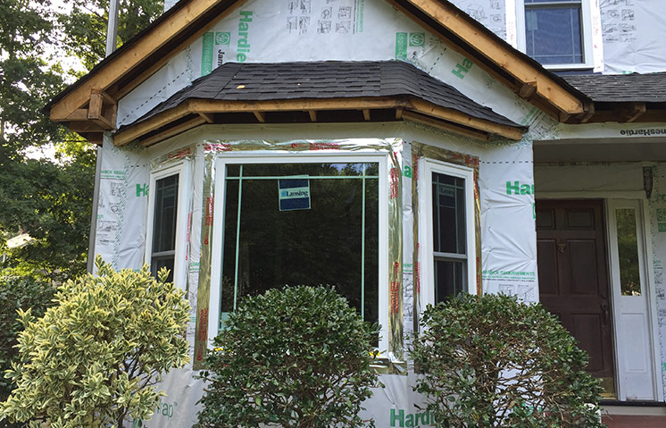 House with James Hardie siding wrap.